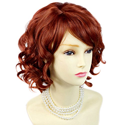 NEW !!! Lovely Short Wig Curly Fox Red Summer Style Skin Top Ladies Wigs