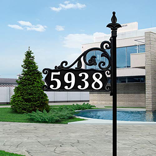 Address America USA Handcrafted in Our Small Family Shop Boardwalk (30' Post) Reflective 911 Double Sided Black Home Address Sign for Yard. Customized with Your Address Numbers on Both Sides.