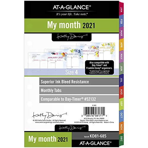 2021 Monthly Planner Refill by AT-A-GLANCE, 52132 Day-Timer, 5-1/2' x 8-1/2', Size 4, Kathy Davis (KD81-685-21)