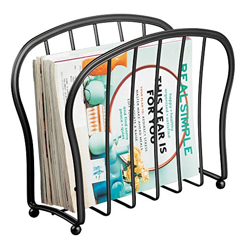 mDesign Decorative Metal Wire Magazine Holder, Organizer - Standing Rack for Magazines, Books, Newspapers, Tablets, Laptops in Bathroom, Family Room, Office, Den - Black