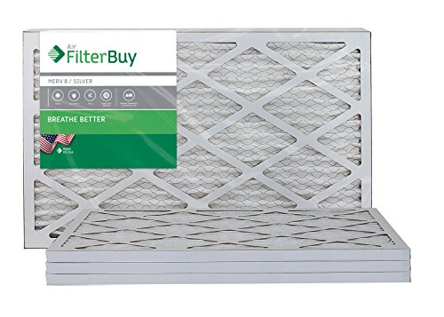 FilterBuy 16x25x1, Pleated HVAC AC Furnace Air Filter, MERV 8, AFB Silver, 4-Pack