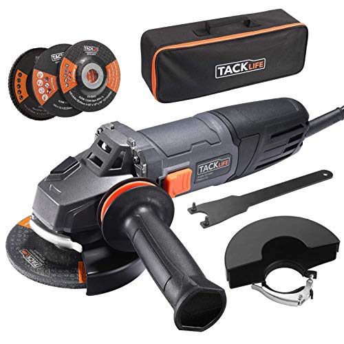 TACKLIFE 8.5Amp Angle Grinder Tool, 4-1/2-Inch Angle Grinder 12000RPM, with Anti-Vibration Handle, 5 Accessories, 1 Storage Bag-P9AG115