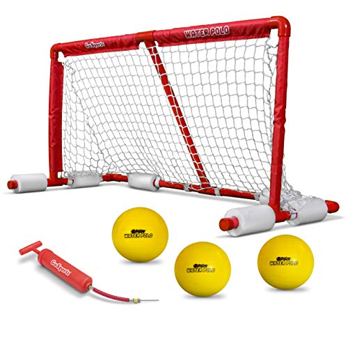 GoSports Floating Water Polo Game Set - Must Have Summer Pool Game - Includes Goal and 3 Balls, Red