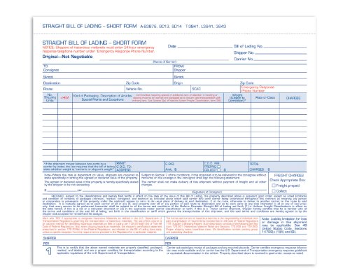 Adams Bill of Lading Form, Simplified Format, 3 Part, Carbonless, 8.5 x 7.63 Inches, 250 Sets per Box, White (L3841)