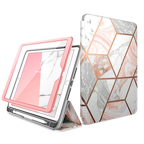 i-Blason Cosmo Case for New iPad 8th/7th Generation, iPad 10.2 2020 2019 Case, Full-Body Trifold with Built-in Screen Protector Protective Smart Cover with Auto Sleep/Wake & Pencil Holder (Marble)