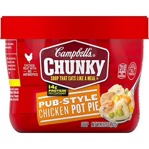 Campbell's Chunky Pub-Style Chicken Pot Pie Soup Microwavable Bowl, 15.25 oz. (Pack of 8)