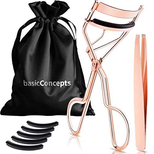 Eyelash Curler Kit (Rose Gold), Premium Lash Curler for Perfect Lashes, Eye Lash Curler with 5 Eyelash Curler Replacement Pads, Universal Eye Lashes Curlers, Eyelash Curler for Women (Box Colors Vary)