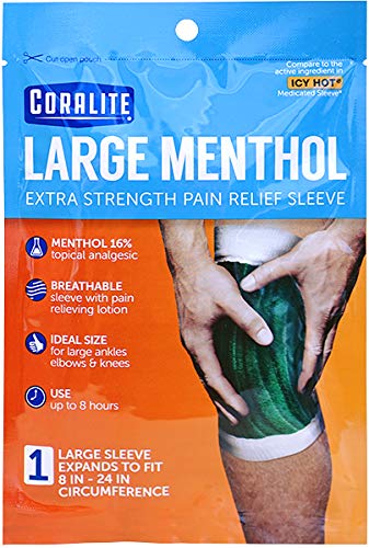 Coralite Pain Relief Sleeve - Extra Strength Menthol Pain Relief Sleeve for Knee Pain Relief, Muscle Pain Relief and for Help with Joint Pain Relief, 1 Sleeve Per Pack (24 Pack)