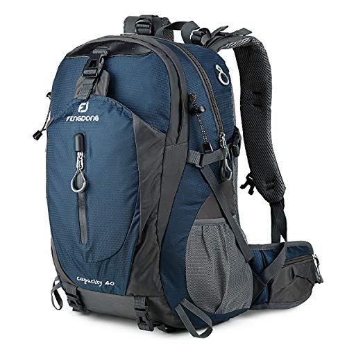 FENGDONG 40L Waterproof Lightweight Outdoor Daypack Hiking,Camping,Travel Backpack for Men Women Blue