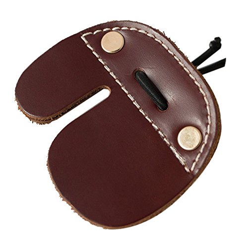 CyberDyer Cow Leather Archery Finger Tab for Recurve Bows Hunting Finger Protector Brown