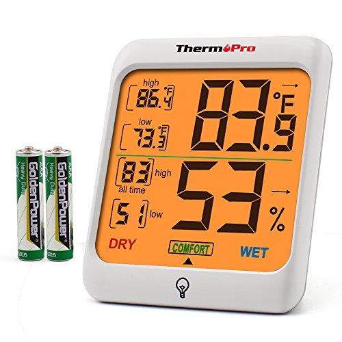 ThermoPro Indoor Hygrometer Humidity Gauge Indicator Digital Thermometer Room Temperature and Humidity Monitor with Touch Backlight