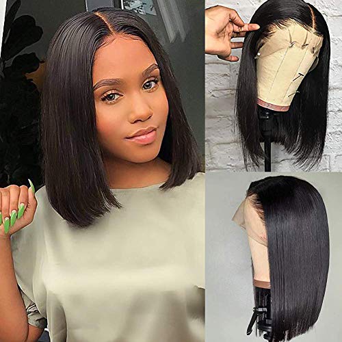 Straight Bob Wigs Human Hair Short Lace Front Wigs 13x4 Straight Bob Lace Front Wigs Human Hair for Black Woman 150% Density Pre Plucked With Baby Hair (10 Inch)