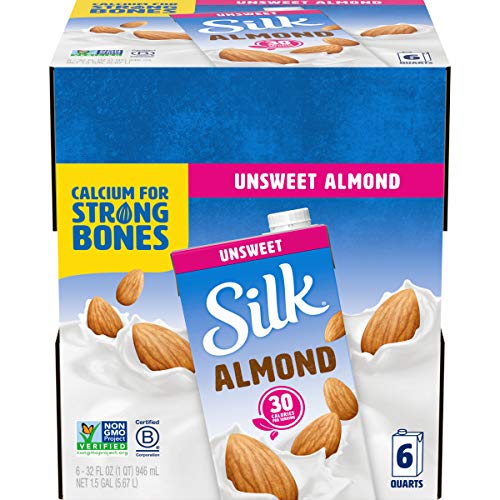 Silk Shelf-Stable Almondmilk, Unsweetened, Dairy-Free, Vegan, Non-GMO Project Verified, 1 Quart (Pack of 6) (ASINPPOSPRME32477)