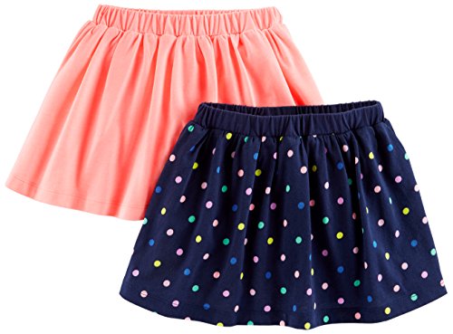 Simple Joys by Carter's Baby Girls' Toddler 2-Pack Knit Scooters (Skirt with Built-in Shorts), Pink. Navy Dot, 2T