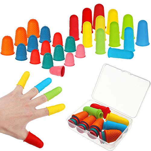 32 Pieces Rubber Finger Tips Silicone Finger Protectors Finger Cover Caps Finger Pads with Assorted Sizes for Counting Collating Writing Sorting Task Hot Glue Sewing and Sport Supplies