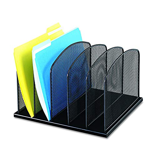 Safco Products Onyx Mesh 5 Sort Vertical Desktop Organizer 3256BL, Black Powder Coat Finish, Durable Steel Mesh Construction