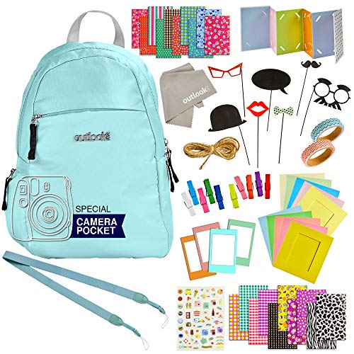 40 Piece Fujifilm Instax Mini 11 9 8 90 70 Camera Accessories - Travel Kit Bundle - Backpack Shoulder Bag, Lens Cleaning Cloth, Strap, Washi Tape, Stickers, Photo Frames, Album - Ice Blue