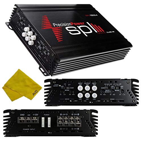 Precision Power SPL 4 Channel Car Amplifier – Class A/B Multichannel Amplifier 1500 Watt, Car Electronics Audio Subwoofer 2 Ohm Stable Bass Boost Crossover MOSFET Power Supply for Car Speakers Sub Amp