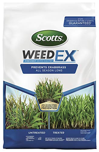 Scotts WeedEx Prevent with Halts - Crabgrass Preventer, Pre-Emergent Weed Control for Lawns, Prevents Chickweed, Oxalis, Foxtail & More All Season Long, Treats up to 5,000 sq. ft., 10 lb.
