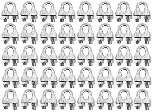 BRUFER 98201 Wire Rope Clamp Clip for Cables Zinc Plated - 1/8' inch - Bulk Pack of 40 Pieces