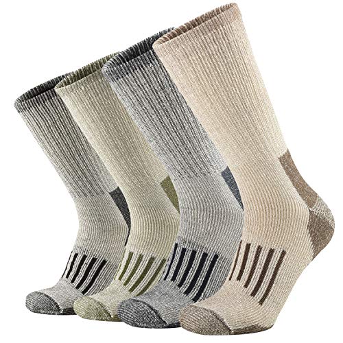 ONKE Men's Merino Wool Moisture Wicking Thermal Outdoor Hiking Heavy Cushion Crew Socks(MixColor XL)