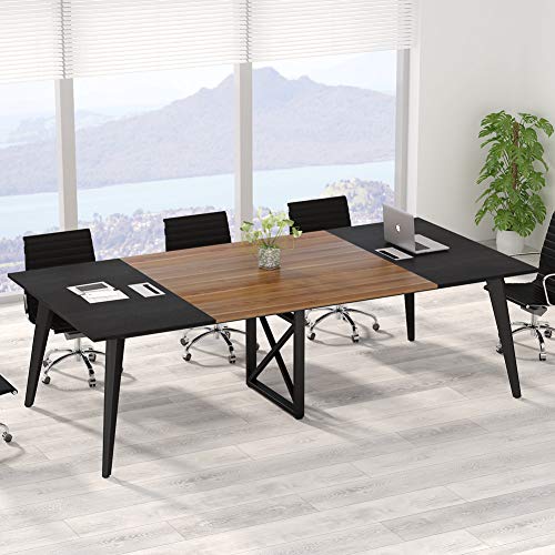 Tribesigns 8FT Conference Table, 94.5L x 47.2W inch Large Modern Meeting Table, Seminar Training Table with Grommet Holes for Office Conference Room