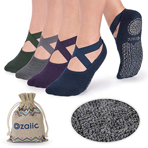 Non Slip Grip Socks for Yoga Pilates Barre Anti Skid Hospital Socks for Women