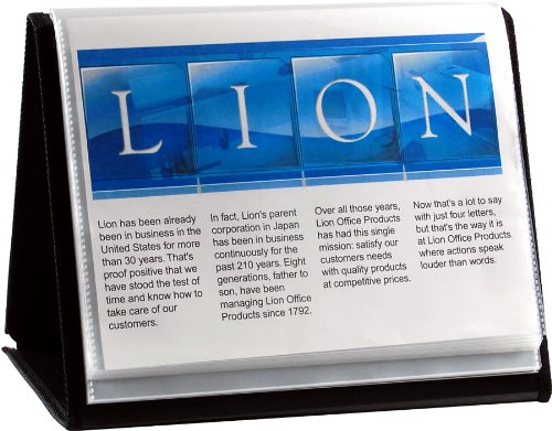 Lion Flip-N-Tell Display Book-N-Easel, Letter, 20-Pocket, Horizontal, 1 Easel Display Book (39008-H)