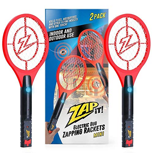 ZAP IT! Bug Zapper Twin-Pack Rechargeable Mosquito, Fly Killer and Bug Zapper Racket - 4,000 Volt - USB Charging, Super-Bright LED Light to Zap in The Dark - Safe to Touch (Mini Twin Pack)