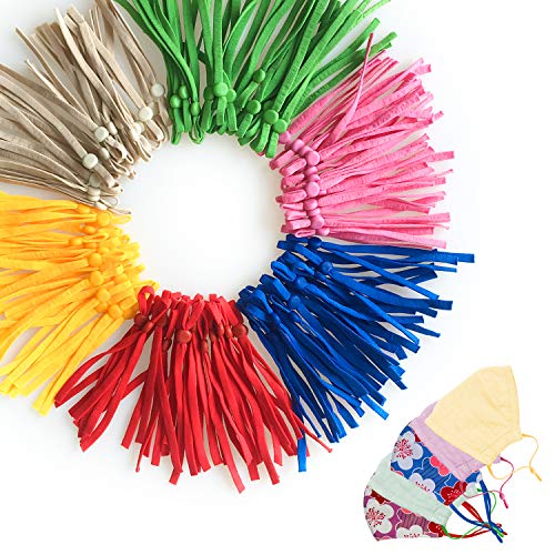 130 Adjustable Elastic Cord for Masks – 130Pcs Elastic Cord Mask Adjuster – Flat Cord Lockers – Colorful Mask Strap – Ideal for DIY Home Made Masks, Arts and Crafts Supplies