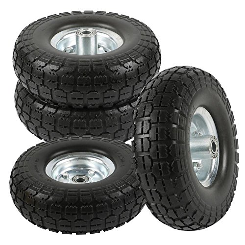 go2buy 4-Pack 10 Inch Solid Rubber Tyre Wheels Garden Wagon Cart Trolley Tires Wheels Black