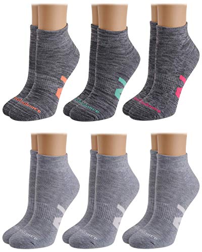 New Balance Women's Athletic Arch Compression Cushion Comfort Quarter Cut Socks (6 Pack), Grey, Size Shoe Size: 4-10
