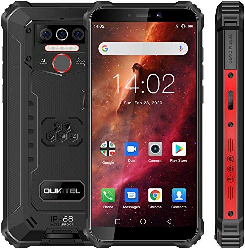 Rugged Cell Phone Unlocked WP5,8000mAh Battery, Android 10.0 Rugged Smartphone,5.5 Inch 4GB RAM+32GB ROM,IP68 Waterproof Shockproof Phone with 4 LED Flashlights,Triple Camera,Dual SIM 4G