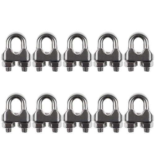 DYWISHKEY Pack of 10, 1/4 Inch M6 Stainless Steel Wire Rope Cable Clip Clamp