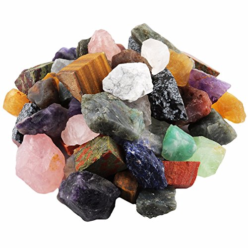 mookaitedecor 1 lb Bulk Natural Raw Crystals Rough Stones for Tumbling,Cabbing,Polishing,Wire Wrapping,Wicca & Reiki Crystal Healing,Assorted Stones