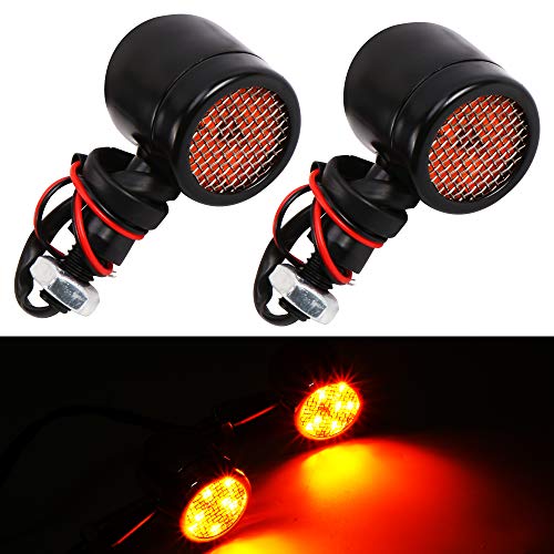 HUSUKU Motorcycle Turn Signal Lights 2pcs Small Black Bullet Front Rear Blinker Indicator Light Fit for, Harley Honda Kawasaki Suzuki Yamaha, Most Motorcycle, Street Bike, Scooter, Cruiser,Chopper