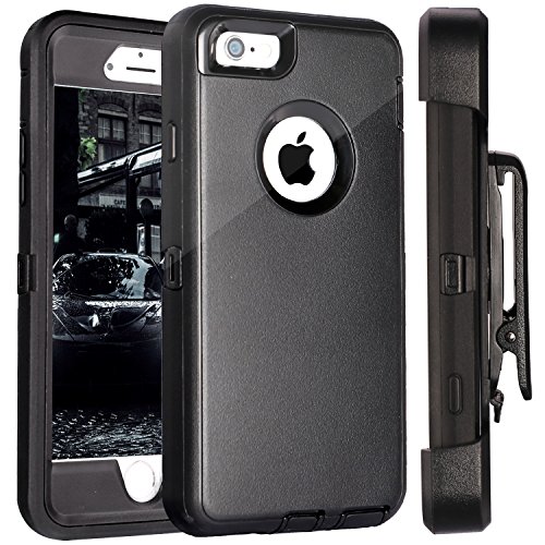 FOGEEK iPhone 6S Plus Case, Protective Case Heavy Duty Cover Compatible for iPhone 6 Plus & iPhone 6S Plus 5.5 inch 360 Degree Rotary Belt Clip & Kickstand (Black)