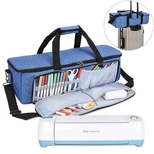 Luxja Carrying Bag Compatible with Cricut Die-Cutting Machine and Supplies, Tote Bag Compatible with Cricut Explore Air (Air2) and Maker (Bag Only, Patent Pending), Blue