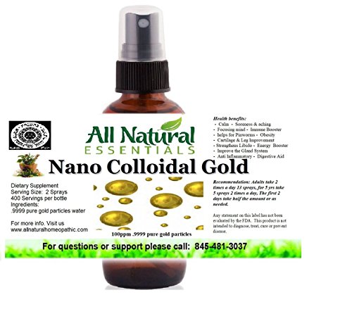 Colloidal Gold Mineral Supplement True Pure Nano Colloidal Gold Minerals 2oz Bottle 240ppm .999 True Gold Kosher Certified All Natural Colloidal Gold for Adults Men Women Kids