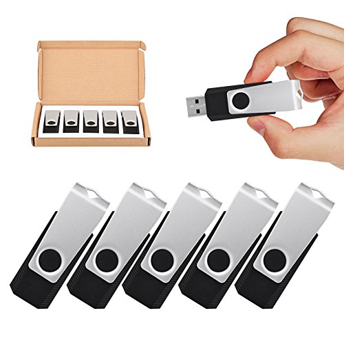 TOPESEL 5 Pack 32GB USB Flash Drives Flash Drive Flash Memory Stick Swivel USB 2.0 (32G, 5PCS, Black)