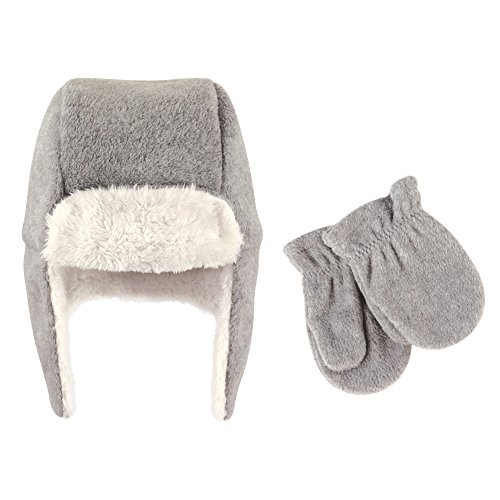 Hudson Baby baby girls Fleece Trapper and Mitten Set Cold Weather Hat, Heather Gray Toddler, 18-24 Months US