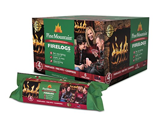 Pine Mountain Traditional 4-Hour Firelog, 6 Logs Long Burning Firelog for Campfire, Fireplace, Fire Pit, Indoor & Outdoor Use