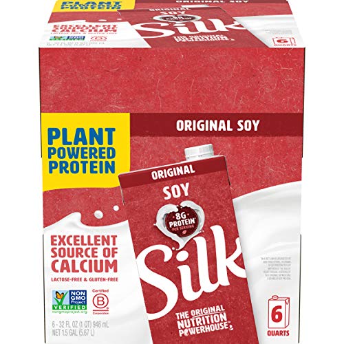 Silk Shelf-Stable Soymilk, Original, Dairy-Free, Vegan, Non-GMO Project Verified, 1 Quart (Pack of 6)