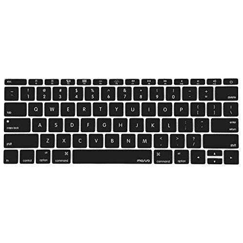 MOSISO Silicone Keyboard Cover Protective Skin Compatible with MacBook Pro 13 inch 2017 & 2016 Release A1708 Without Touch Bar, MacBook 12 inch A1534, Black