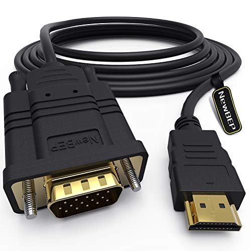HDMI to VGA Adapter Cable, NewBEP 6ft/1.8m Gold-Plated 1080P HDMI Male to VGA Male Active Video Converter Cord Support Notebook PC DVD Player Laptop TV Projector Monitor Etc