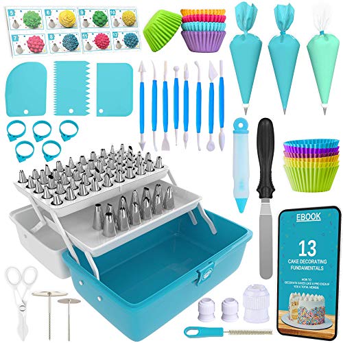 Cake Decorating Tools 246-Piece Piping Bags and Tips Set Cake Decorating Kit with 62 Piping Tips Cake Decorating Supplies with Frosting Tips and Bags Cupcake Decorating Kit Cookie Decorating Supplies