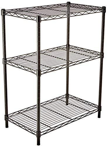 AmazonBasics 3-Shelf Adjustable, Heavy Duty Storage Shelving Unit (250 lbs loading capacity per shelf), Steel Organizer Wire Rack, Black (23.3L x 13.4W x 30H)