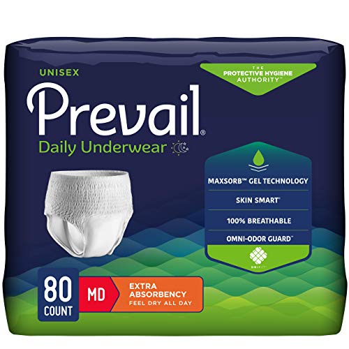 Prevail Incontinence Protective Underwear, Extra Absorbency, Medium, 80 Count