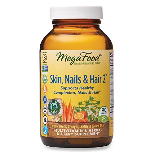 MegaFood, Skin, Nails & Hair 2, Supports Healthy Complexion, Nails & Hair, Multivitamin & Herbal Dietary Supplement, Gluten Free, Vegan, 90 tablets (45 servings)