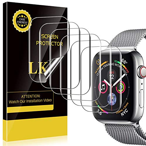 LK [6 Pack] Screen Protector Compatible with Apple Watch 44mm Series 6/SE/5/4 [Model NO.KO4721] [Japanese Material], Bubble-Free, Flexible TPU Film